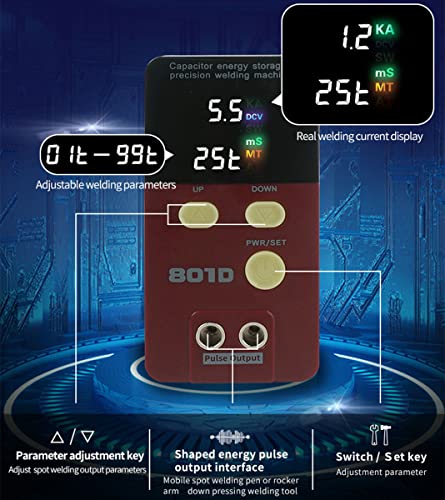 RCBDBSM Battery Spot Welder, 12 KW Capacitor Energy Storage Pulse Welding Machine, Portable Energy Storage Pulse Welding Machine for Battery Pack 18650 14500 Lithium Batteries