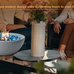 Tabletop Fire Bowl, 10.5 Inch Portable Clean Burning Alcohol Firepit, Concrete Fireplace for Indoor and Outdoor use Gray