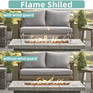 Uniflasy Fire Pit Igniter Push Button Ignition Kit with 2 Outlet and Fire Pit Glass Wind Guard 31"x 12"x 6" Flame/Wind Guard Fence Tempered Glass for Fire Pit Table, 5/16" Thick