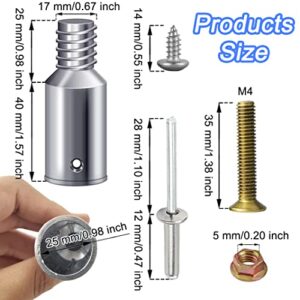 Threaded Tip Replacement Ultra Threaded Tip Repair Kit Aluminum Extension Pole End Adapter Metal Handle Tips for 1 Inch Wood Metal Pole Stick Mop Broom Brush (4 Pack)