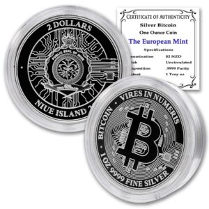 2022 1 oz silver bitcoin official legal tender coin brilliant uncirculated (bu - in capsule) with certificate of authenticity $2 mint state
