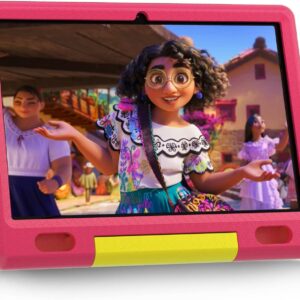 LVILLE Kids Tablet 10" Android 12 Tablet PC 10.1" Display, Quad Core Processor, 2GB+32GB, 6000mAh, Kidoz Pre Installed, Parental Control Tablet for Kids, Wi-Fi, Bluetooth, Kid-Proof Case (Pink)