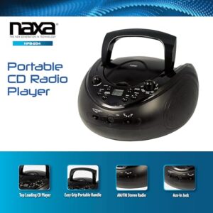 Naxa Electronics NPB-254 Portable CD Radio Player with Programmable Memory and AM/FM Radio, Black