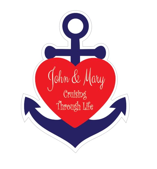 Large Magnet Customized for your Stateroom Door on your Disney Cruise, Carnival, Royal Caribbean, etc. - Personalized Anchor With Heart