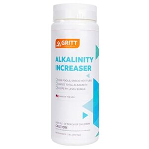 gritt commercial alkalinity increaser plus for swimming pool, spa, & hot tub water - powder formula - keeps up pool health, reduces equipment wear & tear, staining, and scaling - 2 lbs