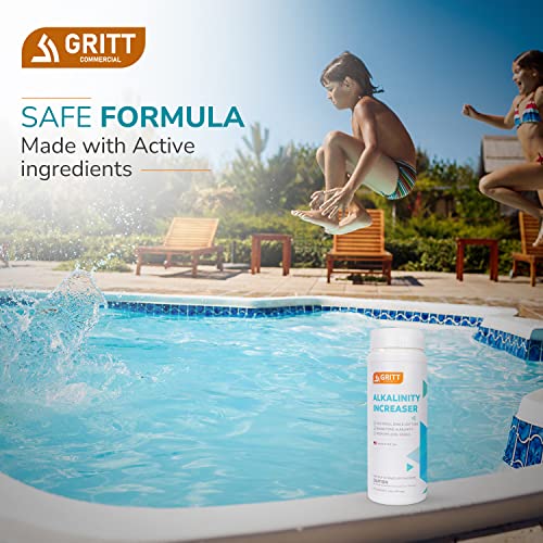 Gritt Commercial Alkalinity Increaser Plus for Swimming Pool, Spa, & Hot Tub Water - Powder Formula - Keeps up Pool Health, Reduces Equipment Wear & Tear, Staining, and Scaling - 2 lbs