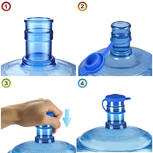 5 Gallon Water Jug Cap Reusable Water Jug 5 Gallon Cap Replacement Water Bottle Snap On Cap 5 Gallon Non-Spill Caps for 55mm Water Bottle(Cap Reusable with Handle)