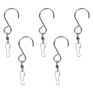 defutay 5 pcs smooth spinner swivel hook, stainless steel wind chime hook 360 degree rotating clips for hanging wind spinners, wind chimes, bird feeder, crystal twisters party supplies (5 pc)