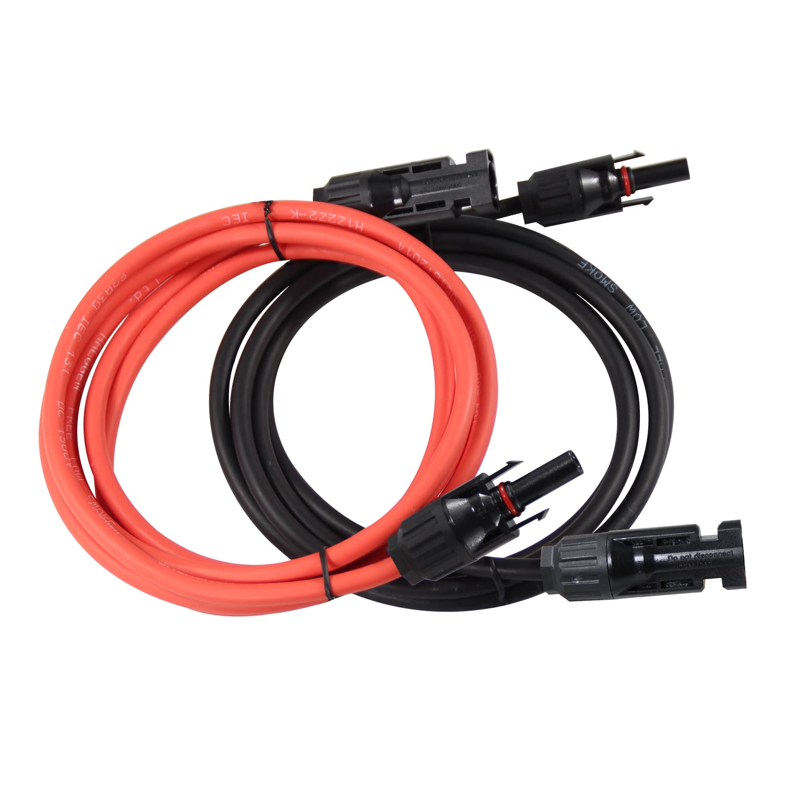 Solar Panel Extension Cable 6FT - 6Feet 10AWG(6mm²) Solar Extension Cable Wire with Female and Male Connector,10Gauge 6FT Black & 6FT Red Solar Panel Wiring for RV Solar Panels, Home, Boat