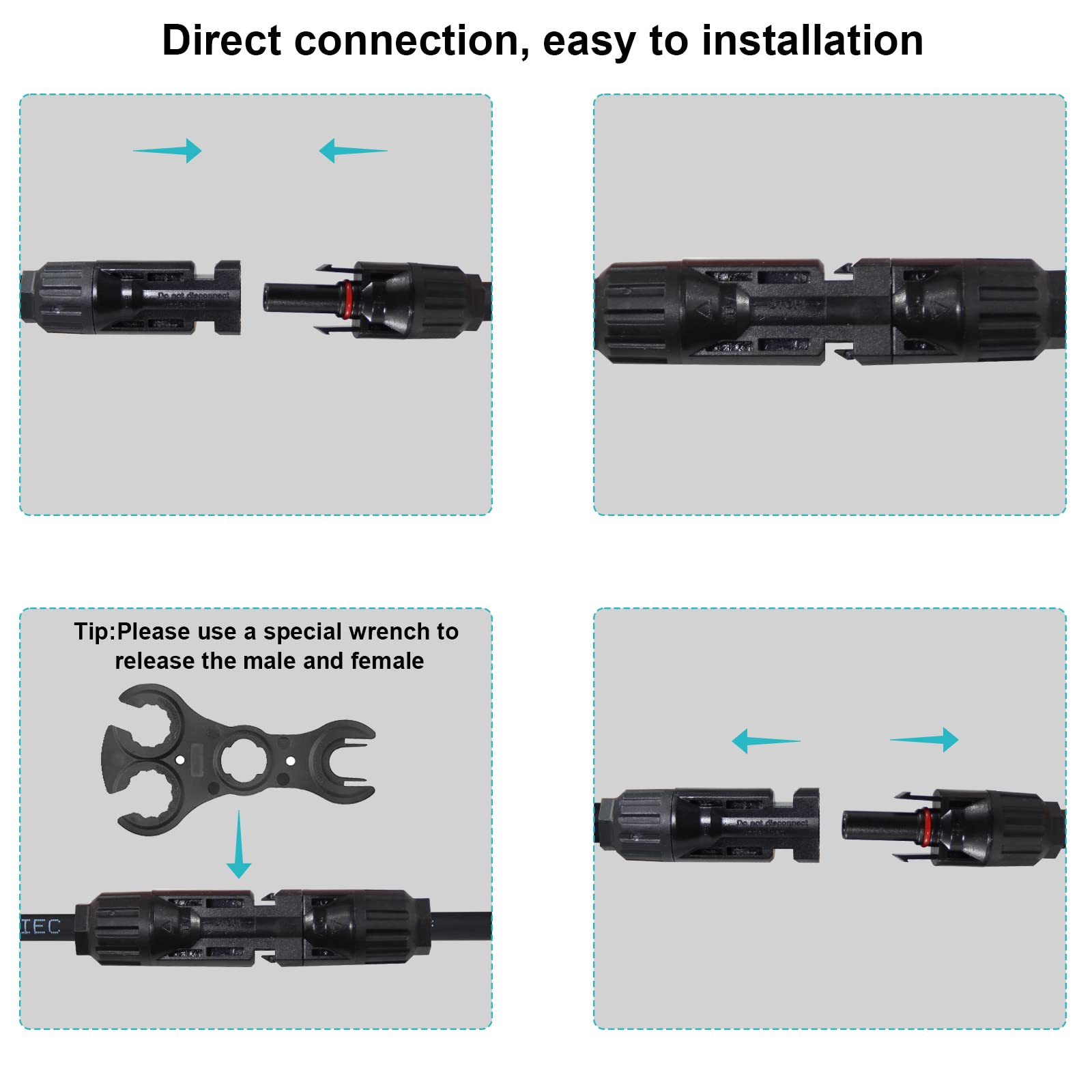 Solar Panel Extension Cable 6FT - 6Feet 10AWG(6mm²) Solar Extension Cable Wire with Female and Male Connector,10Gauge 6FT Black & 6FT Red Solar Panel Wiring for RV Solar Panels, Home, Boat