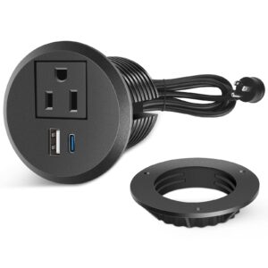 Desk Power Grommet Outlet, Recessed Power Strip Socket with USB-C