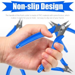 12 Pcs Flush Cutter Pliers Wire Cutters 4.92 Inch Diagonal Cutters Carbon Steel Cutting Pliers Wire Clippers Nippers for Electronic Wire Soft Copper Jewelry Making Screws Crafting DIY Projects (Blue)