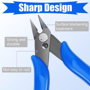 12 Pcs Flush Cutter Pliers Wire Cutters 4.92 Inch Diagonal Cutters Carbon Steel Cutting Pliers Wire Clippers Nippers for Electronic Wire Soft Copper Jewelry Making Screws Crafting DIY Projects (Blue)