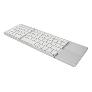 3 Folding Keyboard with Touchpad, 63 Keys Bluetooth 3.0 10m Working Distance Portable Wireless Keyboard for Smartphone Tablet Laptop (Silver White)