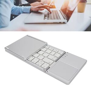 3 Folding Keyboard with Touchpad, 63 Keys Bluetooth 3.0 10m Working Distance Portable Wireless Keyboard for Smartphone Tablet Laptop (Silver White)