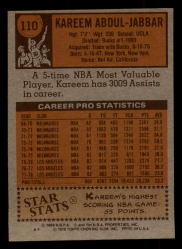 Basketball NBA 1978-79 Topps #110 Kareem Abdul-Jabbar Lakers