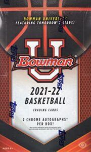2021-22 bowman university basketball hobby box (24 packs/4 cards: 2 chrome autos)