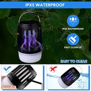 2 Pack 3 in 1 Mosquito Zapper Killer with Solar and USB Rechargeable Waterproof Mosquito Lamp Gnats Flying Trap for Outdoor & Indoor Led Lantern for Home, Camping, Backyard, Patio