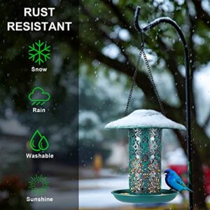 Solar Bird Feeders for Outside DesGully Metal Outdoor Hanging,Wild feeders as Gift Ideas Lovers Garden Yard Patio Cardinals (Chew-Proof,Heavy Duty Weather Resistance 2LBs)