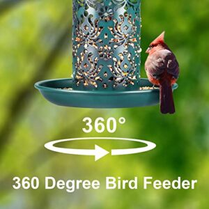 Solar Bird Feeders for Outside DesGully Metal Outdoor Hanging,Wild feeders as Gift Ideas Lovers Garden Yard Patio Cardinals (Chew-Proof,Heavy Duty Weather Resistance 2LBs)