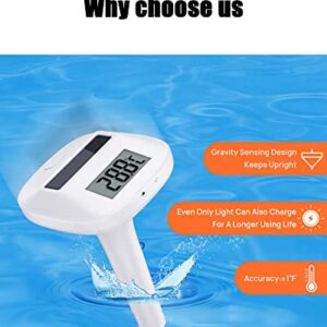 Solar Digital Pool Thermometer Floating Easy Read Large Display LCD Screen Solar Powered No Batteries Needed Fahrenheit Celsius 150C