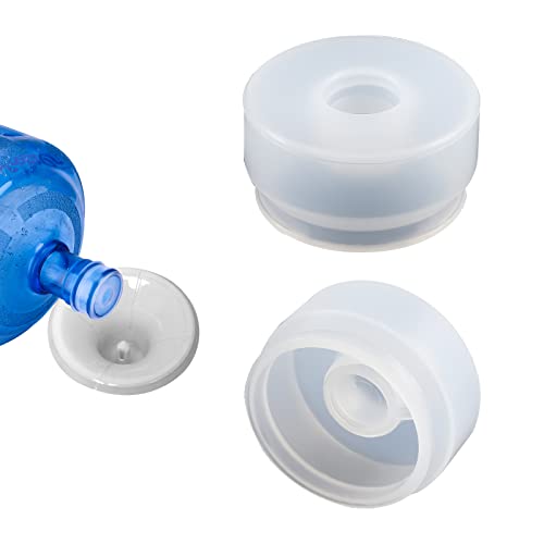 TOYMIS 2pcs Water Jug Cap, 5 Gallon Water Jug Cap for 53-65mm Screw/Threaded Tops Silicone Water Caps Leak-Proof Reusable Water Jug Cap Replacement for Water Dispenser, with Inner Buckle