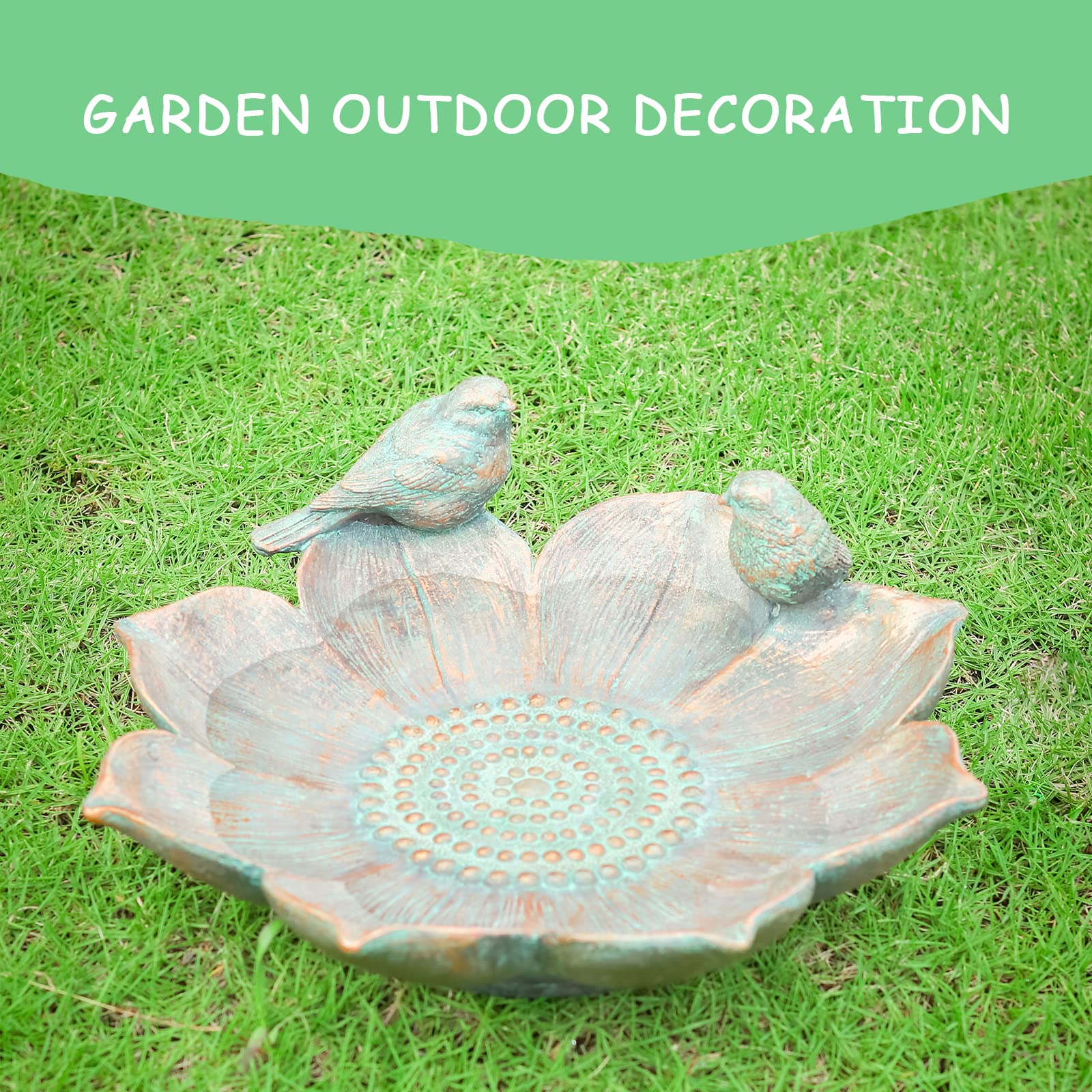 MUMTOP Bird Baths for Outdoors, Antique Outdoor Garden Bird Bath Resin Birdbath Bowl with Vintage Bird Ornament for Outside Yard Table Decor