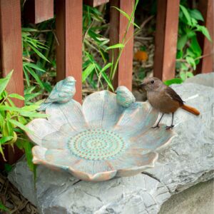 MUMTOP Bird Baths for Outdoors, Antique Outdoor Garden Bird Bath Resin Birdbath Bowl with Vintage Bird Ornament for Outside Yard Table Decor
