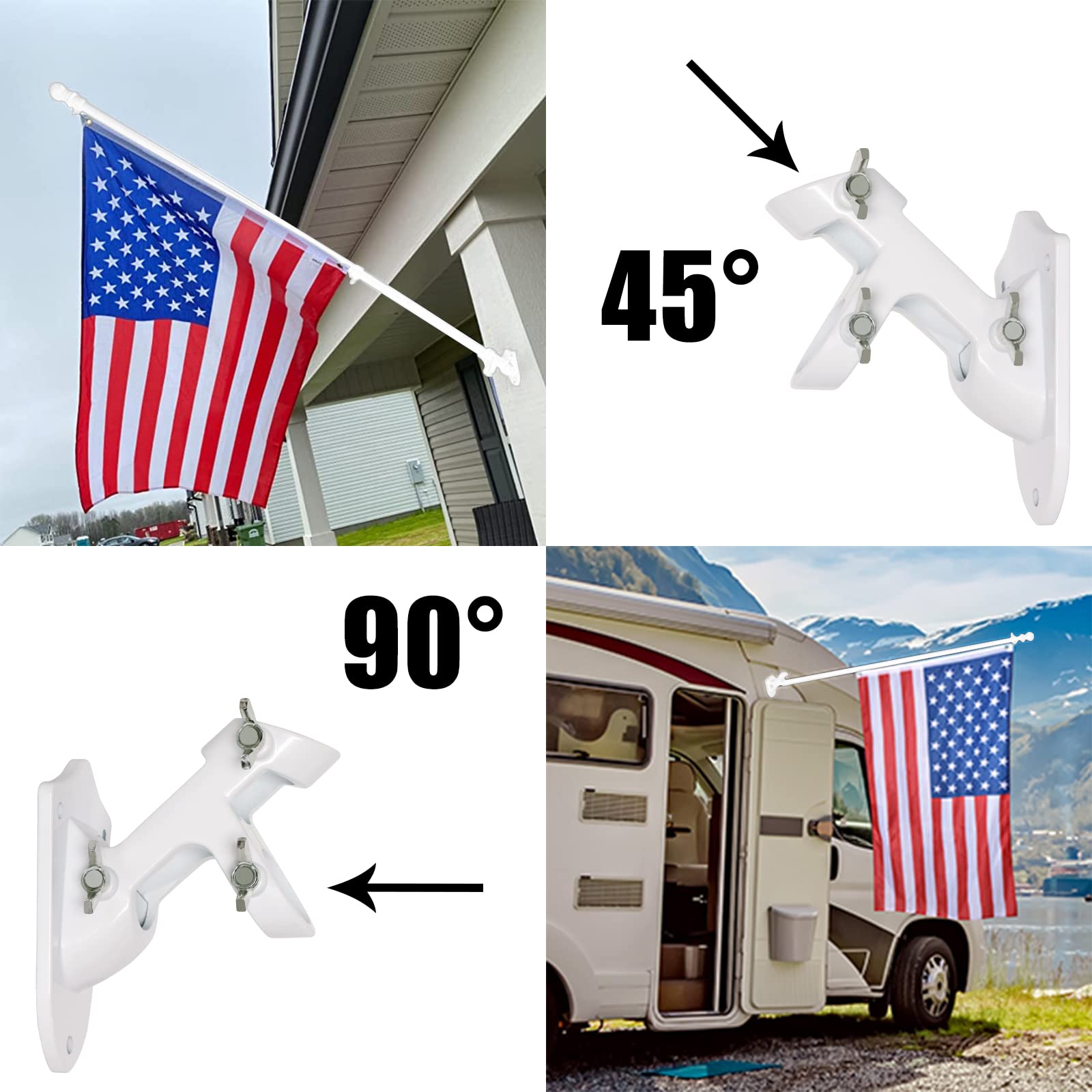 NELXINJO 5FT Flag Pole with Bracket, Professional Stainless Steel No Tangle Spinning Pole and Flag Pole Kit with Bracket for Residential or Commercial