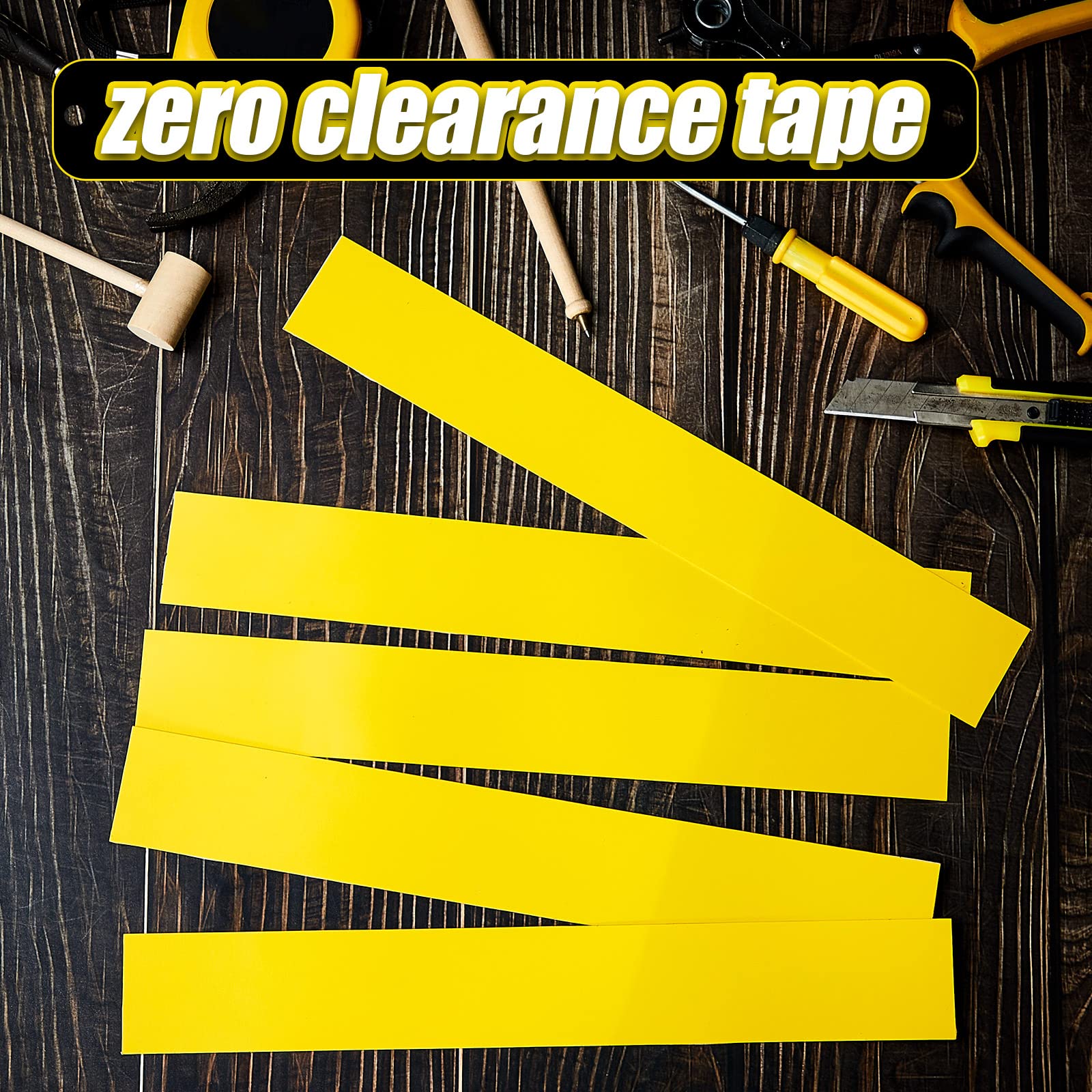 Zero Gap Woodworking Tape for More Accurate Cuts On Miter Saw Table Saw PVC Self Adhesive Strips for Positioning Wood Cutting, 2 x 14 Inch, Yellow (10 Pcs)