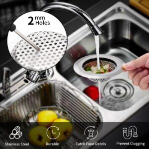 3 Pack Kitchen Sink Strainer Stopper Kit, Universal Silicone Drain Cover, Large Wide Rim 4.5" Stainless Steel Sink Drain Strainer, Food Catcher for Kitchen Sink