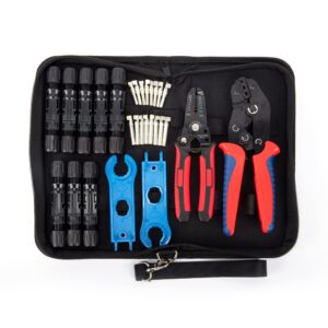 hks solar pv panel crimping tool kit with crimper stripper and 8 pairs solar connectors and 1pair solar connector spanner wrench, crimper tool for solar cable awg14-10,2.5/4/6mm²