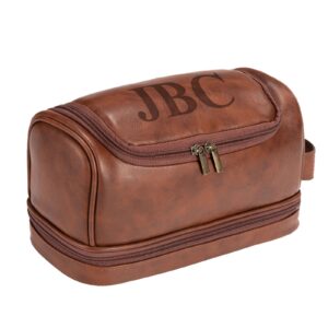 Personalized Toiletry Bag For Men, Husband, Boyfriend, Dad Large Capacity PU Leather Travel Dopp Kit Handcrafted Custom Name Unique Gift For Birthday| Fathers Day| Anniversary| Wedding Groomsmen Gifts