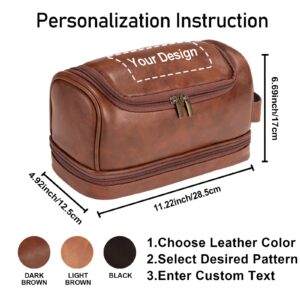 Personalized Toiletry Bag For Men, Husband, Boyfriend, Dad Large Capacity PU Leather Travel Dopp Kit Handcrafted Custom Name Unique Gift For Birthday| Fathers Day| Anniversary| Wedding Groomsmen Gifts