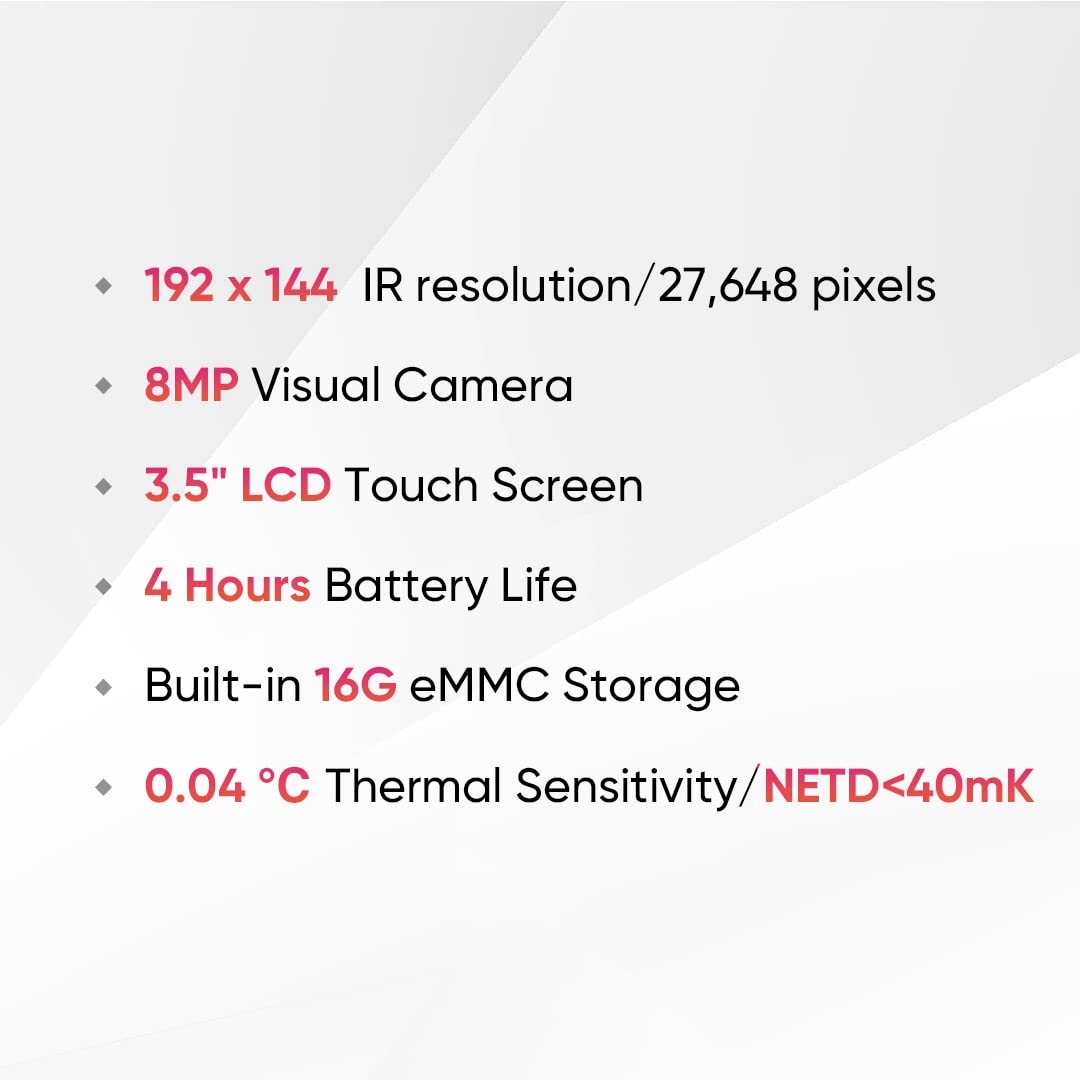 HIKMICRO Pocket 27,648 Pixels IR Resolution Thermal Imaging Camera with 8MP Visual Camera, 25 Hz, Wi-Fi, 3.5" Touch Screen Thermal Imager, 192 x 144, IP54, -4°F~752°F