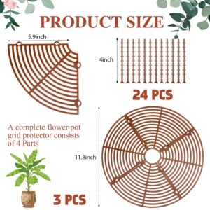 Sawysine 3 Pcs Plant Pot Cover Plant Protector from Animal Plant Pot Grid with Center Cutout Flower Cover Soil Protectors for Plants(Coffee, 11.8 In)