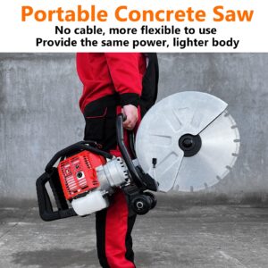 HIGOSPRO 1300W 14 Inches Concrete Saw Gas Powered Cut-Off Saw with EPA 51.7cc, petrol concrete saw, 4.8" Cut Depth and 2 Stroke Gasoline Grinder With Diamond Blade