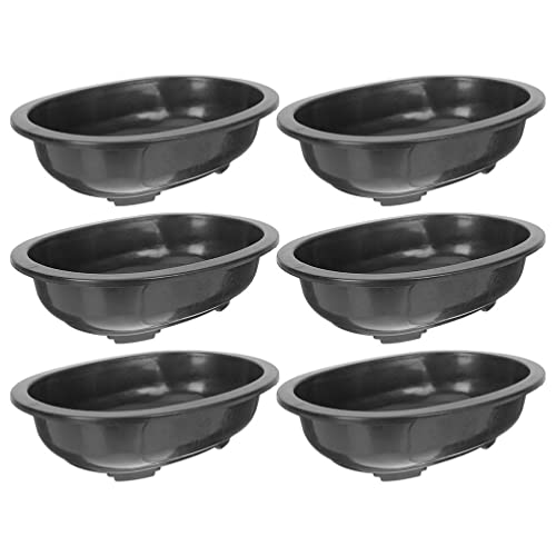 ERINGOGO 6 PCS Bonsai Training Pots, 15'' Oval Bonsai Planter Pot with Drainage Hole, Plastic Large Deep Flower Pot Plants Growing Pots for Nursery, Garden, Balcony