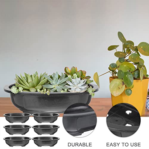 ERINGOGO 6 PCS Bonsai Training Pots, 15'' Oval Bonsai Planter Pot with Drainage Hole, Plastic Large Deep Flower Pot Plants Growing Pots for Nursery, Garden, Balcony