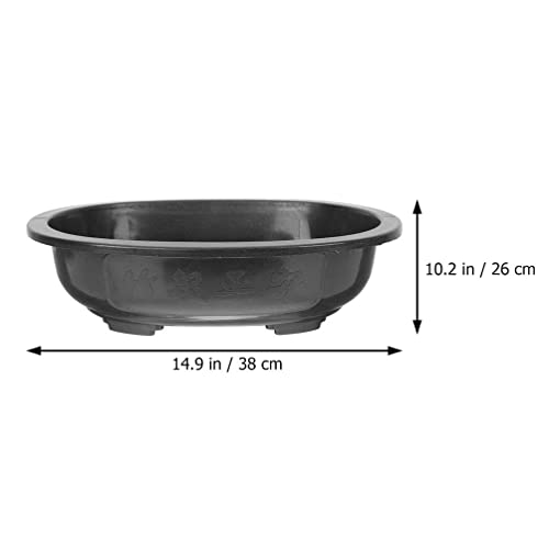 ERINGOGO 6 PCS Bonsai Training Pots, 15'' Oval Bonsai Planter Pot with Drainage Hole, Plastic Large Deep Flower Pot Plants Growing Pots for Nursery, Garden, Balcony