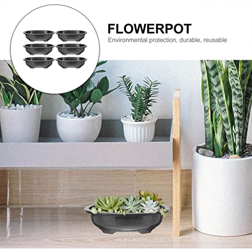 ERINGOGO 6 PCS Bonsai Training Pots, 15'' Oval Bonsai Planter Pot with Drainage Hole, Plastic Large Deep Flower Pot Plants Growing Pots for Nursery, Garden, Balcony