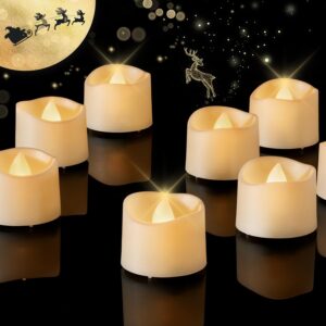 homemory 24-pack flameless led tea lights candles battery operated, 200+hour fake electric candles tealights for votive, aniversary, wedding centerpiece table decor, funeral, halloween, christmas