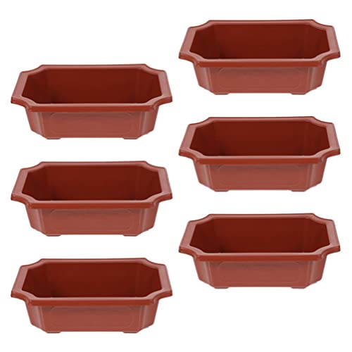 ERINGOGO Bonsai Planter Pot 6 PCS Bonsai Training Pots, 9 Plastic with Drainage Hole, Deep Flower Pot Plants Growing Pots for Nursery, Garden, Balcony Retangular Flower Pot