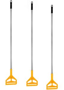 alpine industries commercial quick-change mop handle - professional mopping tube with metal gripper for rags - heavy duty stick & mop head replacement holder - fiberglass (pack of 3)