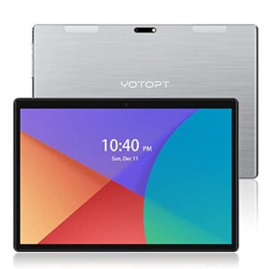 yotopt 10.1 inch android 11 tablet, 5g/2.4ghz wifi tablets octa-core, 4gb rom 64gb storage, 1tb expandable, 2.5d ips display, gps, wifi, fm, 8mp camera, type c, bluetooth, google tableta pc