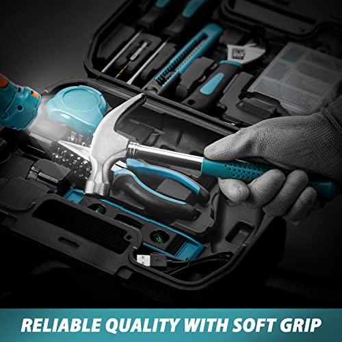 ALEAPOW 124PCS 4V Cordless Screwdriver Tool Kit Set, 6+1 Torque Setting, Adjustable 3 Position, 4Nm Electric Screwdriver, Flexible Shaft, Hand Tool Kit for Home with Storage Toolbox