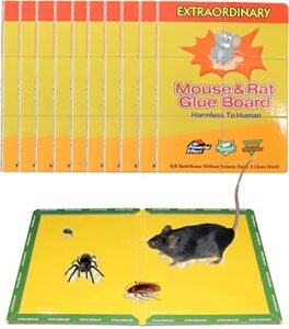 mouse glue trap, extra large rat glue traps, new version strongly adhesive, best peanut butter scented mouse traps glue board for mice & rodent &pests & bug & ant & spider 10 pack