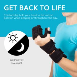 BraceAbility Soft Resting Hand Splint - Stroke Brace Right or Left Hand Immobilizer for Finger Contractures, Post-Surgery Recovery, Carpal Tunnel Syndrome, Ulnar Nerve Damage Relief (M - Right)