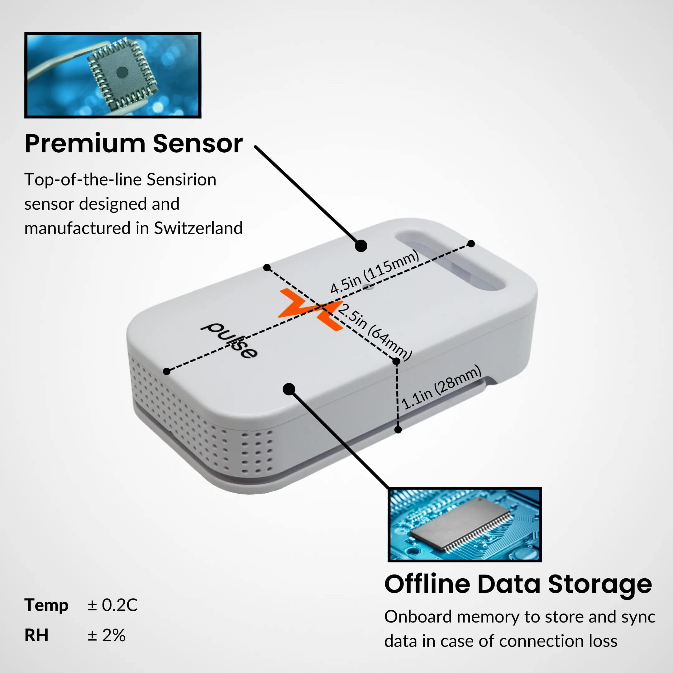 Pulse One - Smart Grow Room Monitor - VPD, RH, Temperature (°F/°C), Dew Point, Light - iOS, Android, Apple, Windows, Works on 2.4 Ghz WiFi Networks