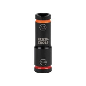 klein tools 66076 impact driver flip socket, 9/16- and 1/2-inch sizes, use with klein tools compact impact wrenches bat20cw, bat20cw1
